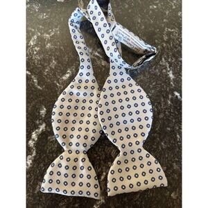 The Custom Shop Gray & Blue Flower Silk Bow Tie Handmade USA Preppy Ivy League